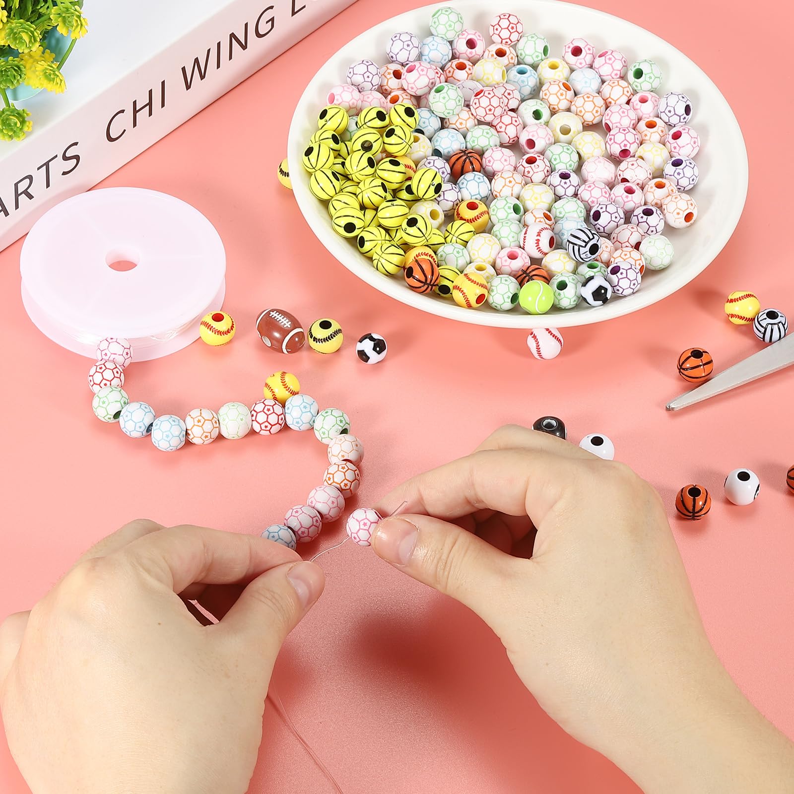 Amazon.co.jp: PATIKIL 12mmスポーツボールビーズ 100個入り アクリル